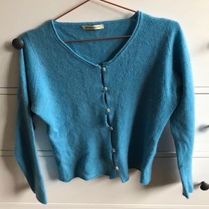 Pure cashmere Johnstons of Elgin blue cardigan (S)